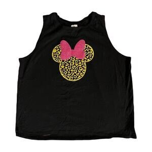 Minnie Mouse Disney Disneyland World Tank Handmade Glitter Pink  | Sz L [A51]